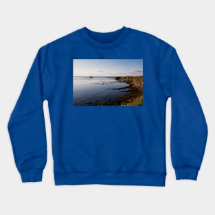 St Mary's Island and a calm North Sea Crewneck Sweatshirt